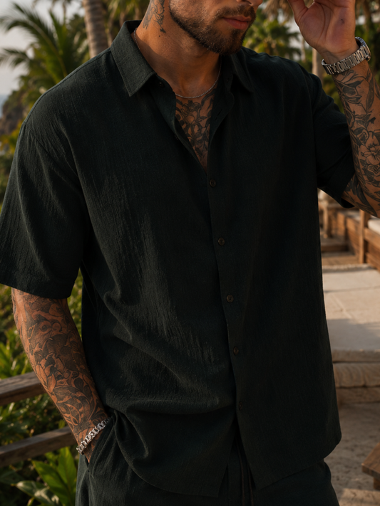 Camisa Riviera Azul Oversize de Algodón Premium | SAN MONTERO