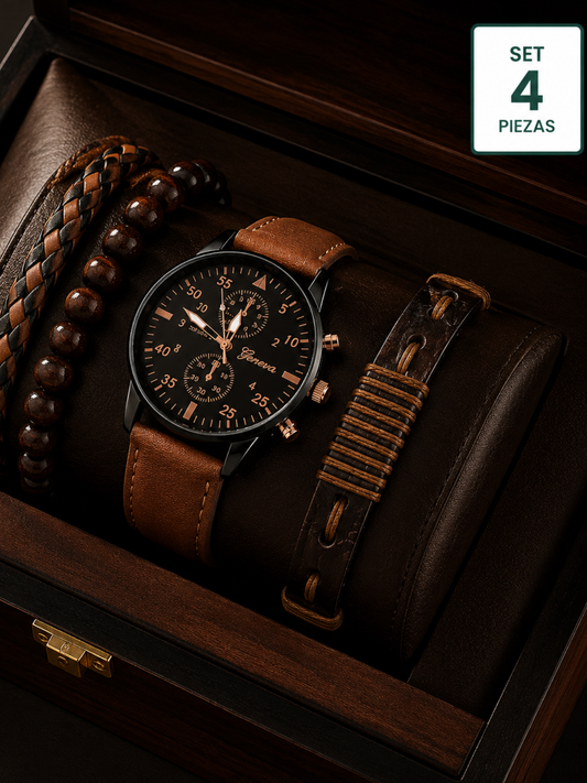 Set Legacy Noir 4 Piezas™ Reloj & Accesorios Premium | SAN MONTERO