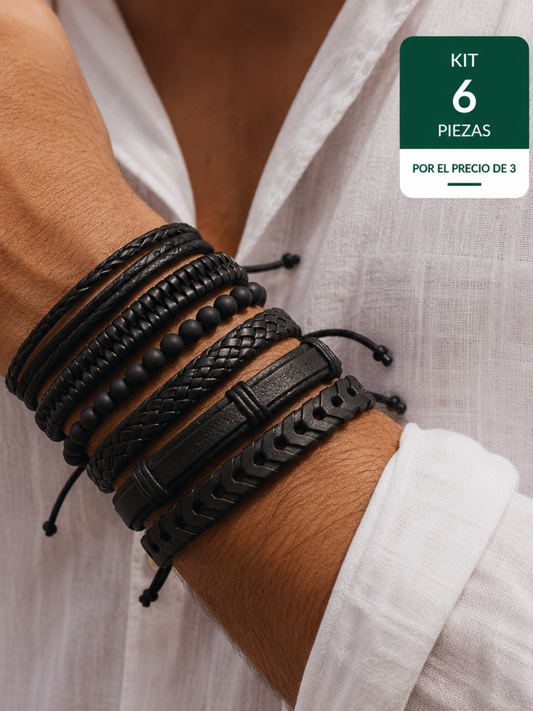 Set Eclipse Noir™ 6 Piezas Pulseras Vintage Premium | SAN MONTERO