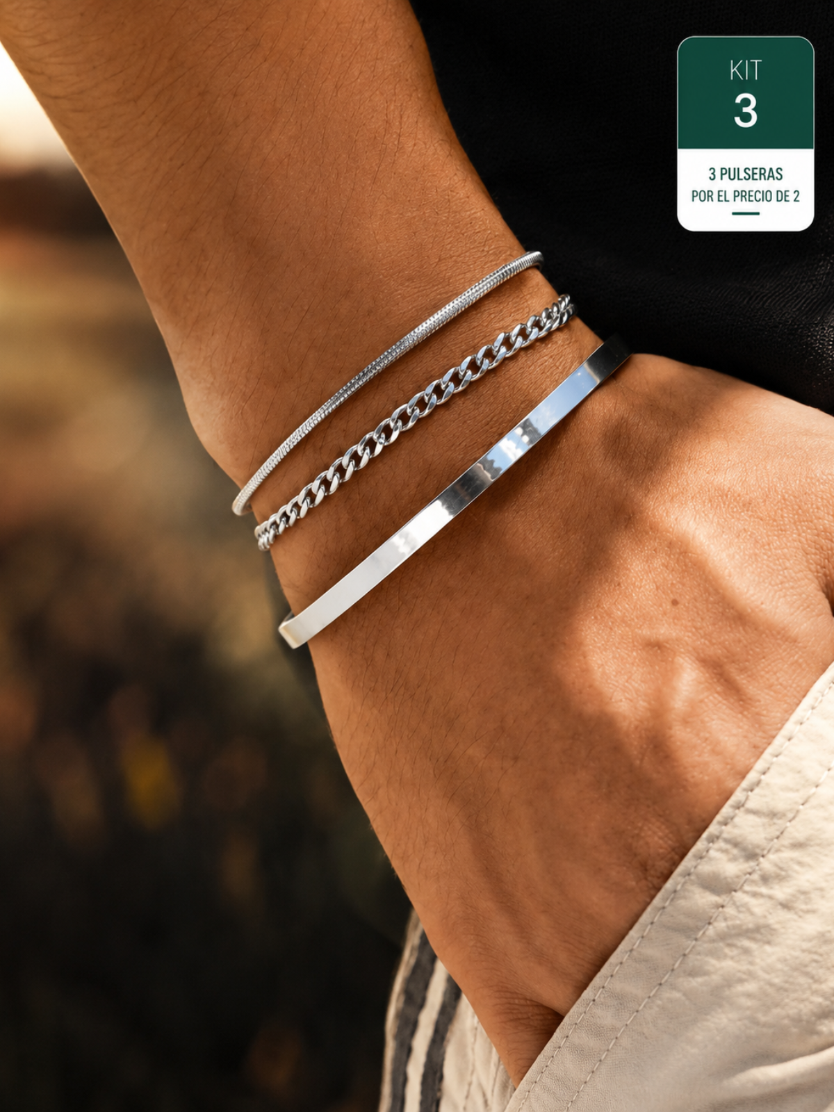 Set Titan Noir™ Pulseras Minimalistas de Acero | SAN MONTERO