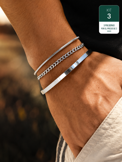 Set Titan Noir™ Pulseras Minimalistas de Acero | SAN MONTERO