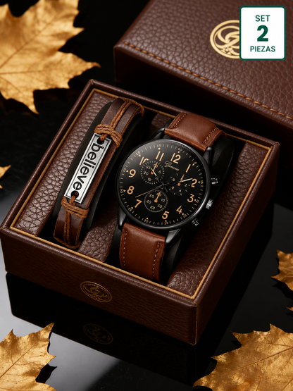Reloj Monaco Noir™ Quartz Premium 2 Piezas | SAN MONTERO