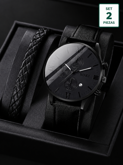 Reloj Monaco Noir™ Quartz Premium 2 Piezas | SAN MONTERO