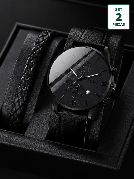 Reloj Monaco Noir™ Quartz Premium 2 Piezas | SAN MONTERO